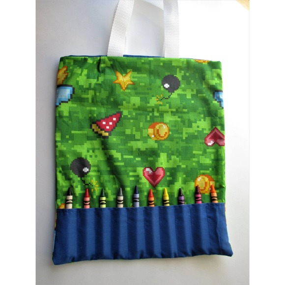 Gaming crayon bag coloring bag travel tote activity bag handmade - Picture 1 of 4